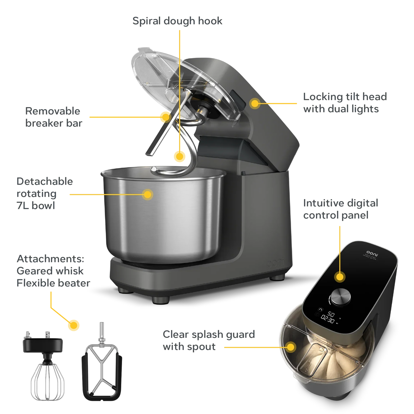 Ooni Halo Pro Spiral Mixer - Polar White