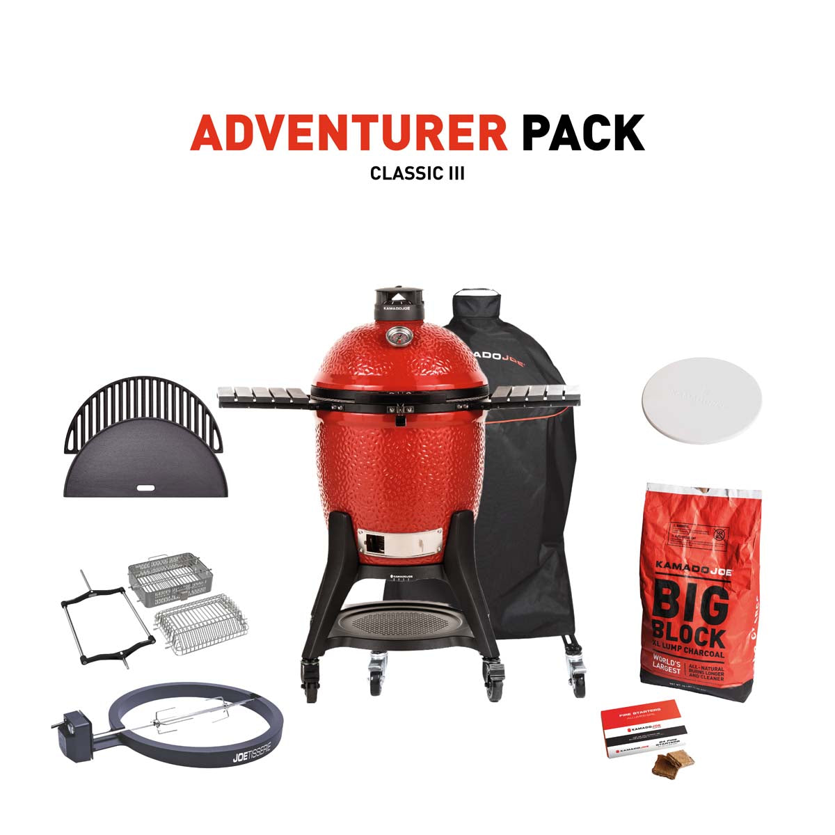Kamado Joe Classic III Charcoal Grill With Adventurer Pack