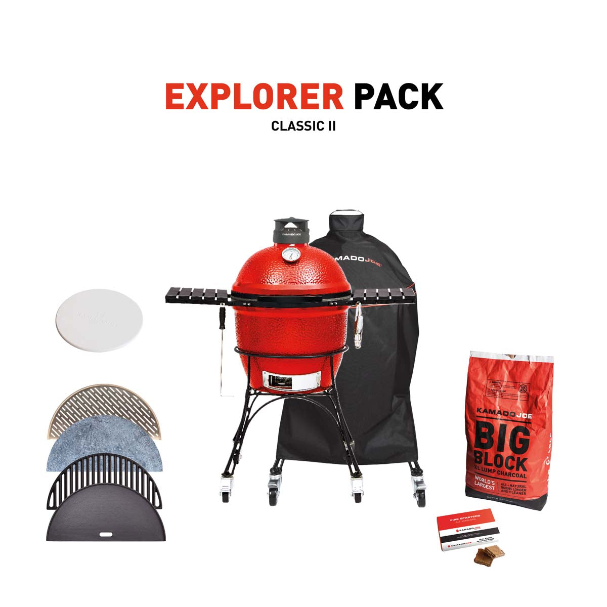 Kamado Joe Classic II Charcoal Grill With Explorer Pack
